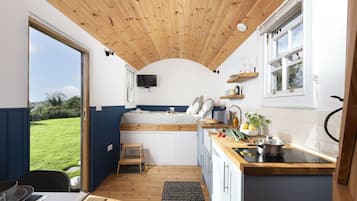 Fridge, microwave, coffee/tea maker, spices