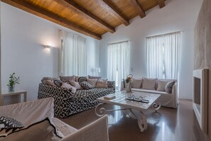 TV connectée, cheminée, chaîne hi-fi