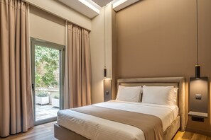 Deluxe-Doppelzimmer, Balkon, Gartenblick | Bettwäsche aus ägyptischer Baumwolle, hochwertige Bettwaren