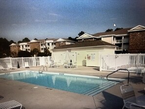 Indoor pool, outdoor pool - Family Tides has great rates for the summertime!  First Floor.  Pet Friendly. (Sunset Beach)
