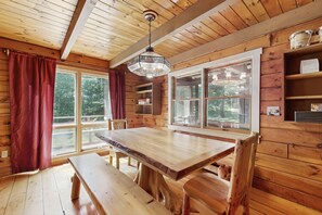 Dining - Rustic, dog-friendly cabin with deck, screened porch. (Lyman)