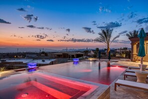 An infinity pool, a heated pool