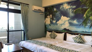 A bedroom with a bed, a desk, and a window with curtains. - I Life Zili (Ji'an)