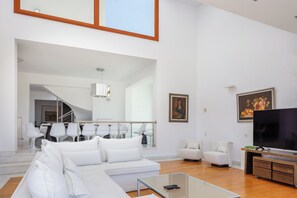 Smart TV, fireplace, ping pong, books