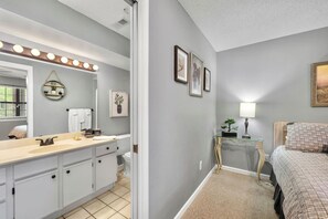 Combined shower/tub, hair dryer