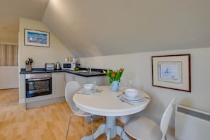 Fridge, microwave, oven, toaster