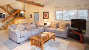 Condo, Multiple Beds, Patio, Mountain View (Snowcreek #630) | Living room | Fireplace - Snowcreek #630 - Near Lakes & Golf! (Mammoth Lakes)