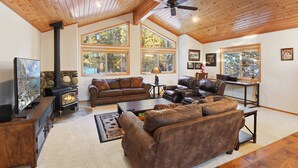 House, Multiple Beds, Balcony, Mountain View (Quaking Cabin) | Living area | 49-inch flat-screen TV with digital channels