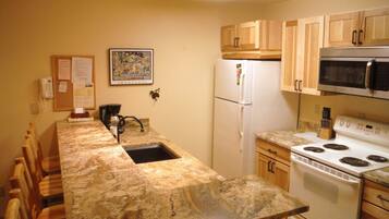 Großer Kühlschrank, Mikrowelle, Ofen, Herdplatte