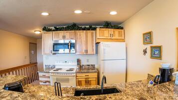 Großer Kühlschrank, Mikrowelle, Ofen, Herdplatte