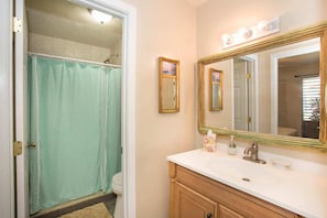 Townhome, Multiple Beds, Patio, Garden View (Surf & Racquet Club #24) | Bathroom | Hair dryer, towels