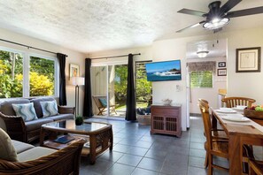Townhome, Multiple Beds, Patio, Garden View (Surf & Racquet Club #24) | Living area | 42-inch flat-screen TV with digital channels - Surf & Racquet Club #24 New Beds, New You! (Kailua-Kona)