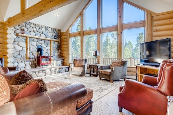 Smart TV, chimenea, videojuegos y reproductor de DVD 