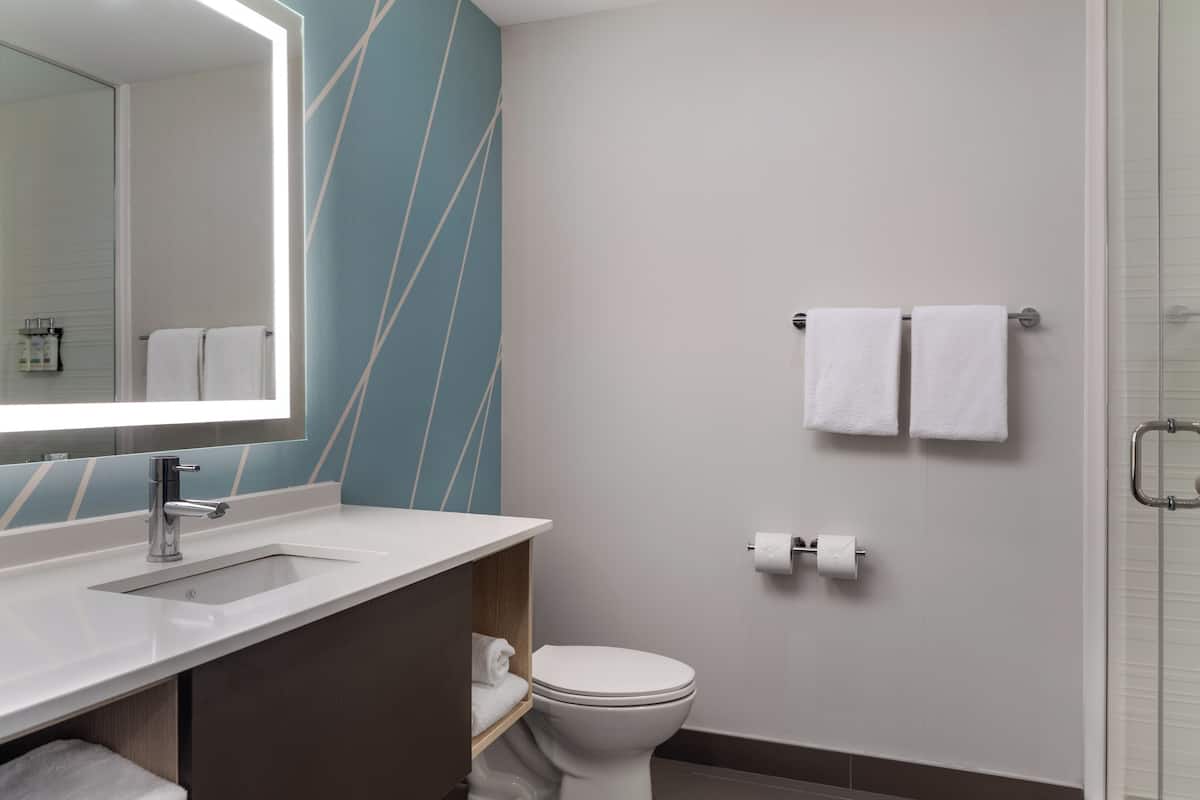 Douche, articles de toilette (gratuits), séchoir à cheveux