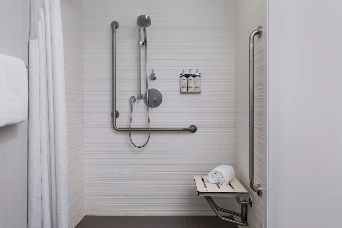 Douche, articles de toilette (gratuits), séchoir à cheveux