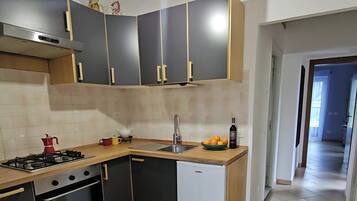 Kühlschrank, Ofen, Herdplatte, Wasserkocher mit Kaffee-/Teezubehör