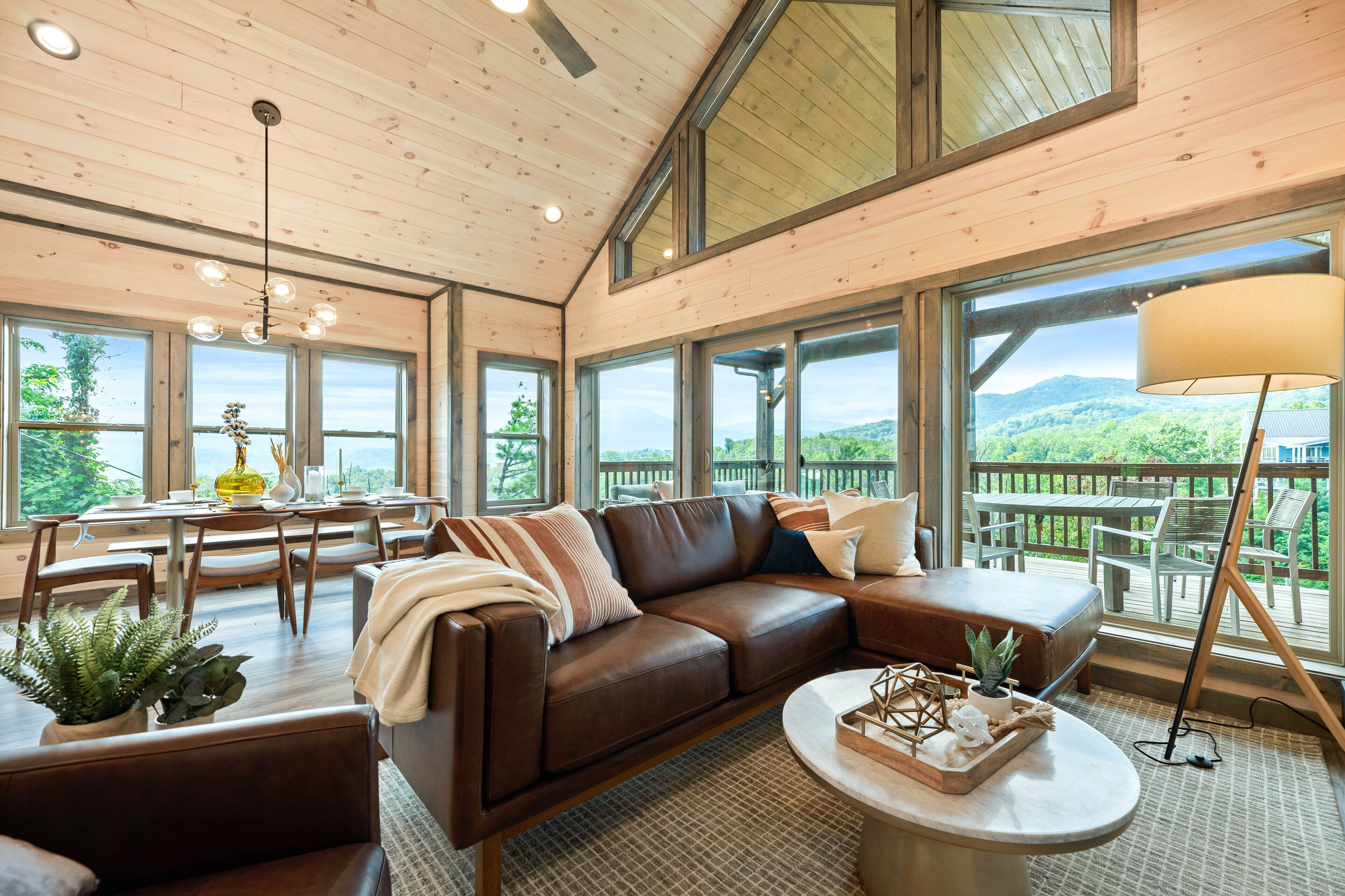 Smart TV, fireplace, books, stereo