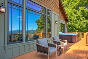 Terrace/patio - Skyfall | Hot Tub, Theater & Views🎥⛰️ Near Hatley Pointe + Inc. Biltmore Pass (Burnsville)