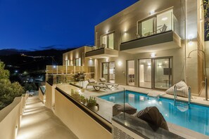 Outdoor pool, a heated pool - Pearl Villa III, redefined island chic!Private Heated Pool & BBQ! (Rethymno)