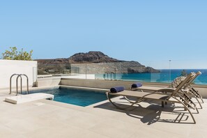 Outdoor pool, a heated pool - Pearl Villa III, redefined island chic!Private Heated Pool & BBQ! (Rethymno)