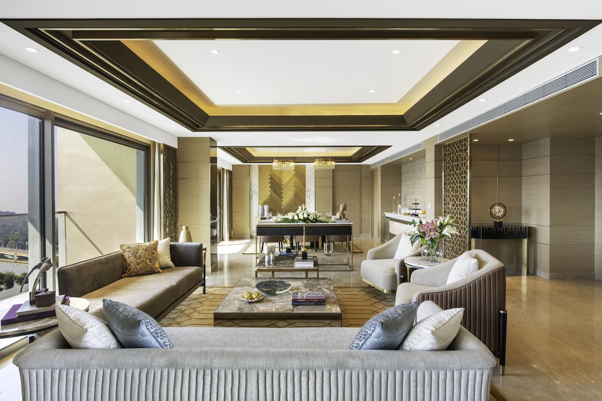 Presidential Suite | Living area | 49-inch Smart TV with digital channels, TV