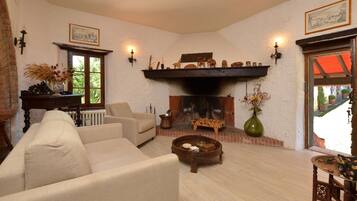 Tv, eldstad och dvd-spelare