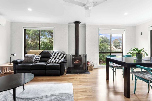 TV, fireplace