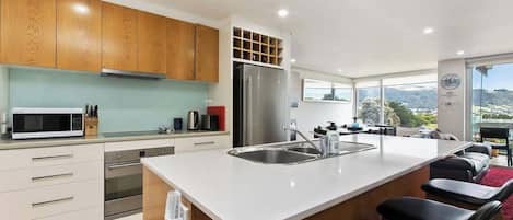 Fridge, microwave, stovetop, dishwasher