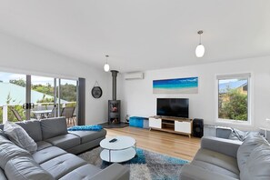 TV, fireplace