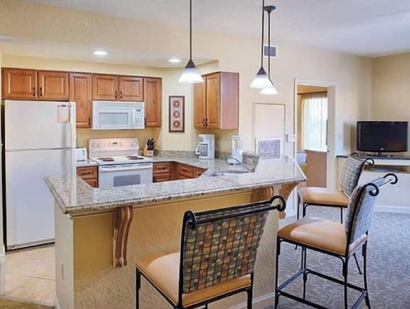 Fridge, microwave, dishwasher, toaster