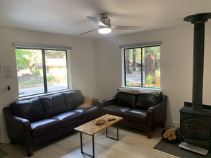 Smart TV, fireplace, offices, computer monitors