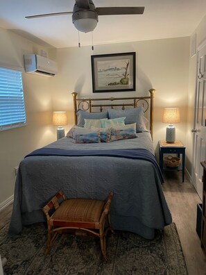 1 bedroom, desk, iron/ironing board, travel cot