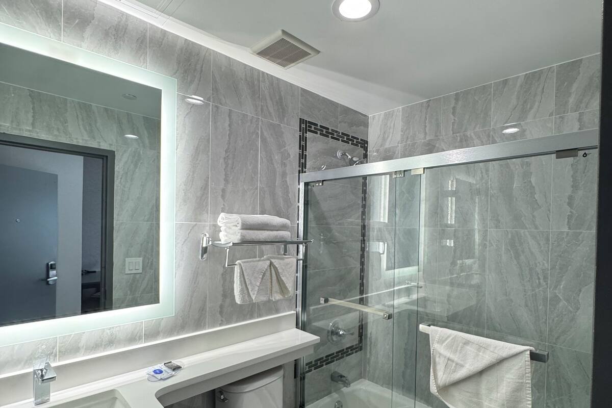 room, 1 king bed, non smoking | bathroom | hair dryer, towels