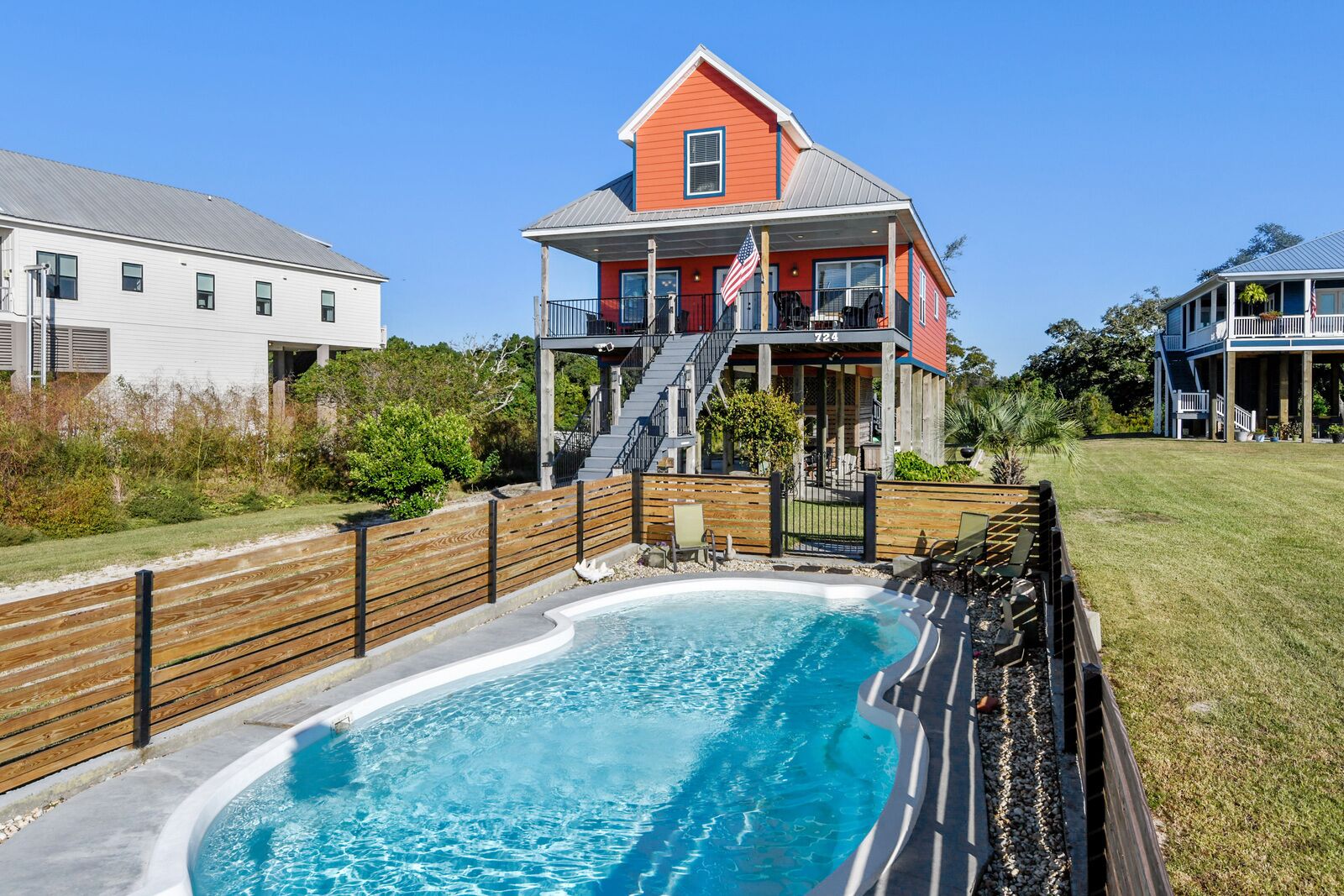 Beautiful beach home.  With a private gated pool.   