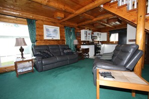 Fernseher, Kamin, DVD-Player, Bücher