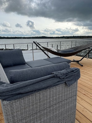 Terrace/patio - Houseboat Fjord Schleiliebe with roof terrace in Schleswig (Schleswig)
