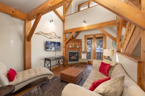 TV, fireplace - The River House Chalet: On Main Street, Pet-Friendly, Walk 2 Gondola, Hot tub (Breckenridge)