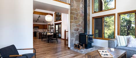 TV, fireplace
