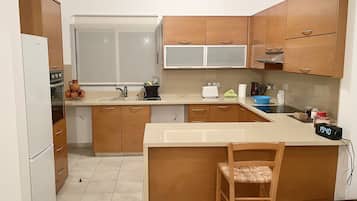 Fridge, oven, stovetop, electric kettle