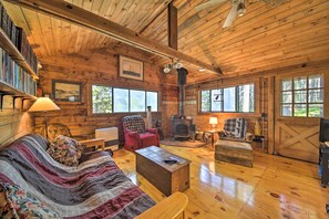 TV, fireplace - Cozy Cottage on Cat Cove w/ Wraparound Deck! (Stonington)