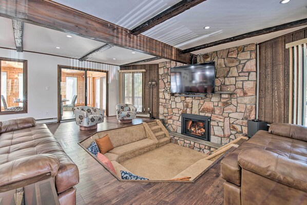 Smart TV, fireplace, video games, books