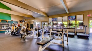 A gym with various exercise equipment, treadmills, and weight machines. - PicoVillage Resort G301-Beautiful contemporary style 2-bedroom,2-bath condo with the comfort of home (Killington)