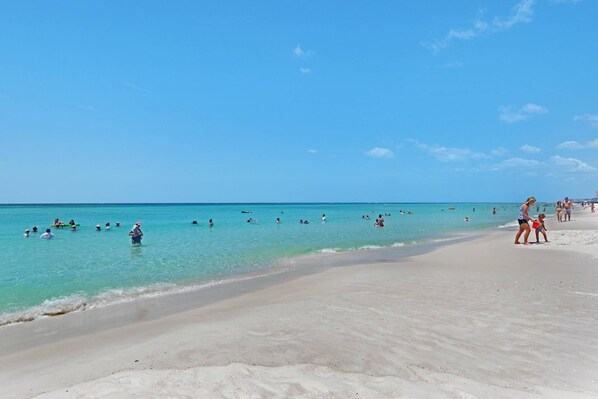 On the beach, fishing