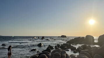 Perto da praia, toalhas de praia