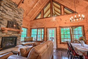 Smart TV, fireplace, video games, DVD player