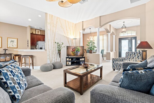 Smart TV, video games, DVD player, books