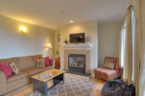 TV, fireplace - Saddleback - South Branch Condo 9-1 - ground floor unit (Rangeley)