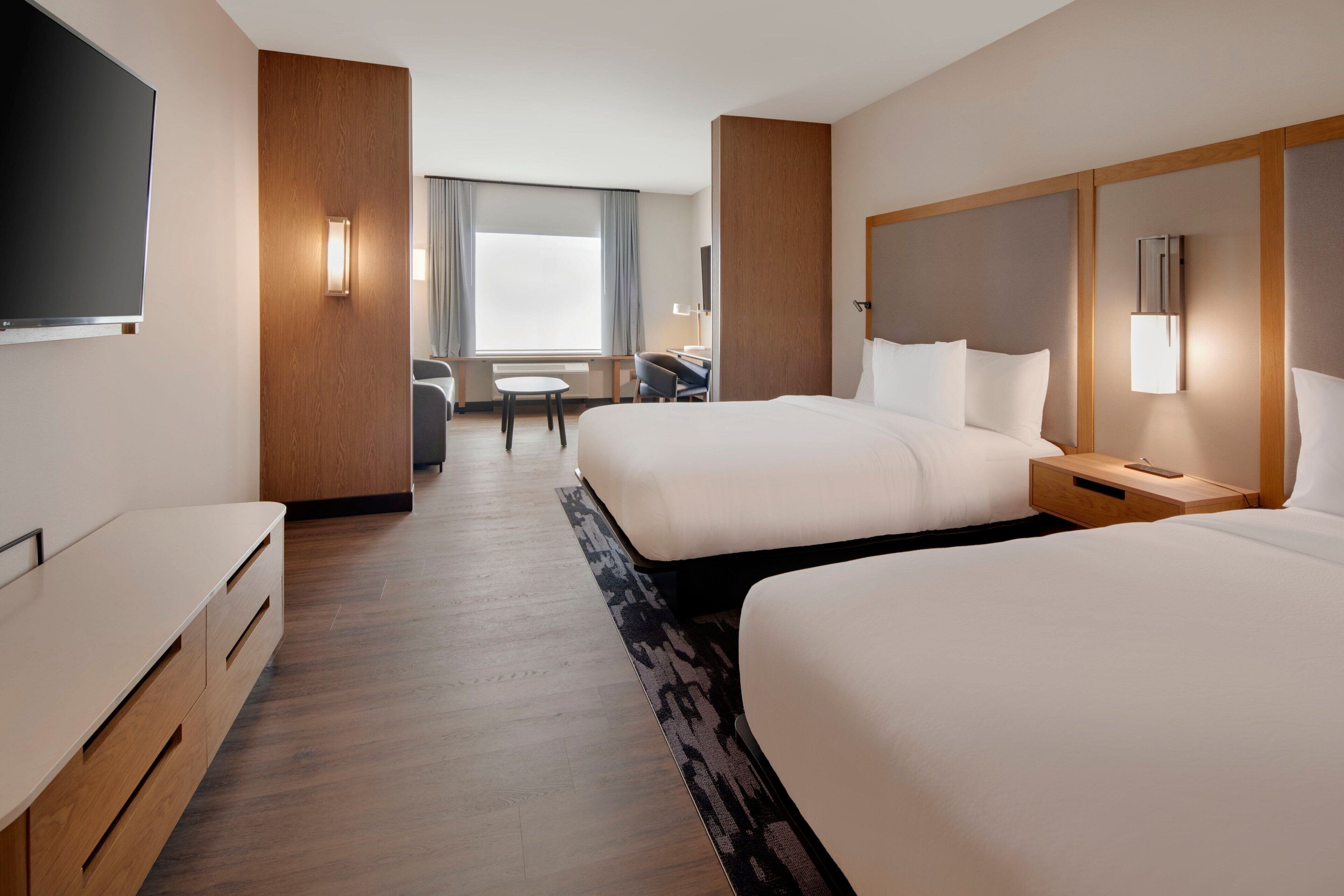 room, 2 queen beds (mobility/hearing accessible, tub) | desk, laptop workspace, blackout curtains, iron/ironing board