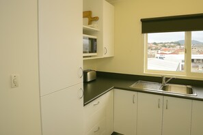Fridge, microwave, oven, stovetop - "Harrington St Apartment" City Location, Parking. (Hobart)