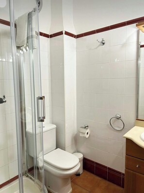 Ducha, secador de pelo y toallas